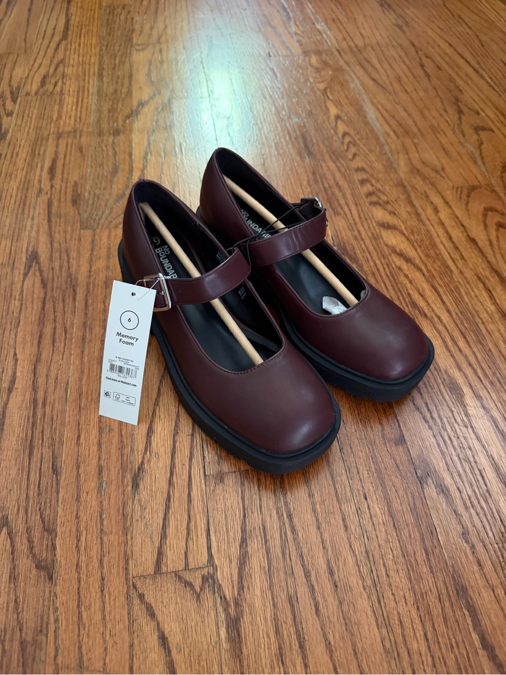 No Boundaries Chunky Platform Mary Janes Burgundy Size 6 NWT
